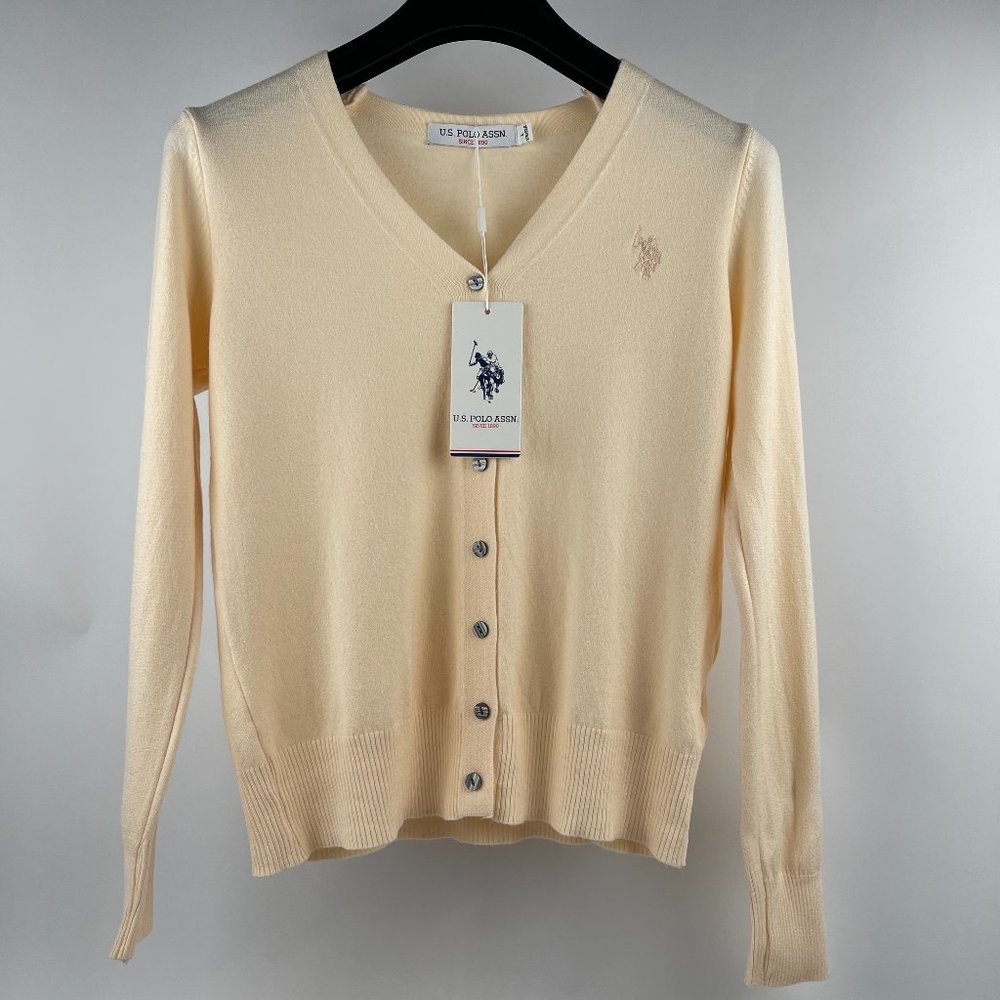 Classic Cream V-Neck Cardigan by U.S. Polo Assn.